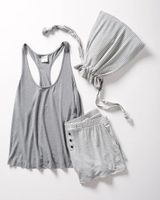 Soma Cool Nights Tank & Short Pajama Set, RIBBON STRIPE HR GRAPHITE, Size XXL