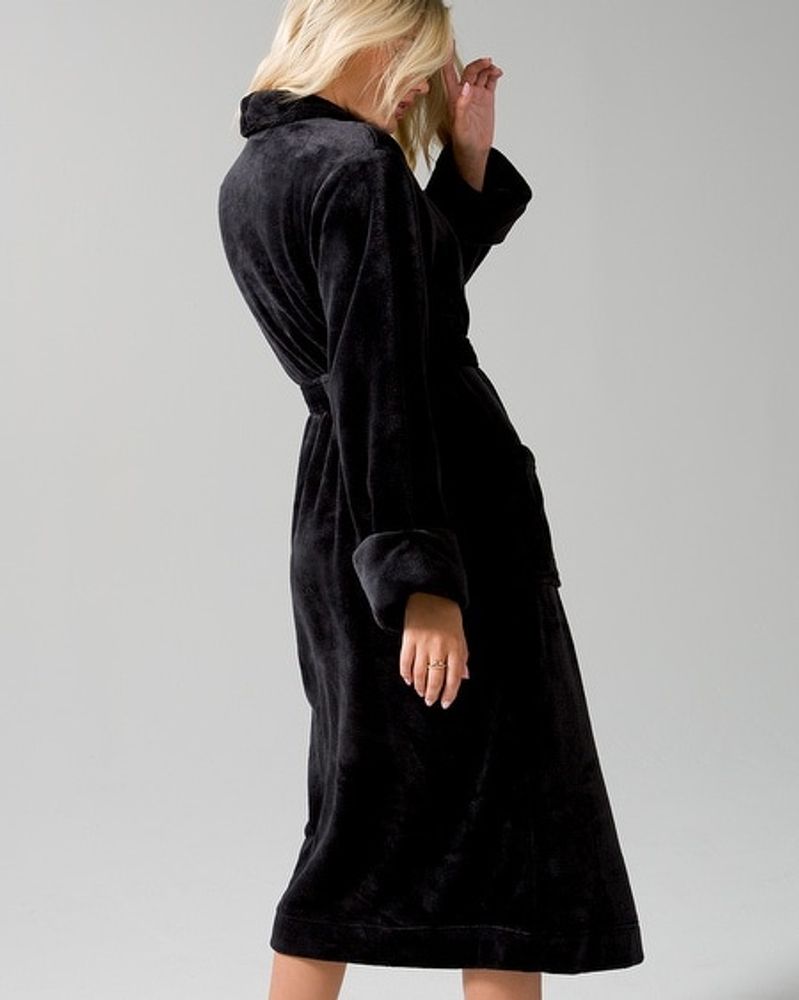 Soma Embraceable Plush Long Robe, Black, size L/XL