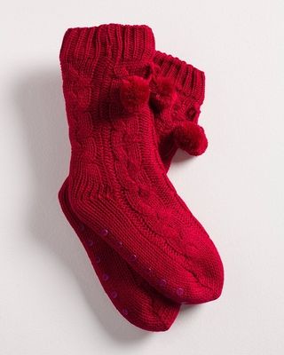 Soma Chunky Woven Cabin Socks, Red, size L/XL