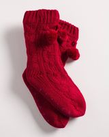 Soma Chunky Woven Cabin Socks, Red, size L/XL