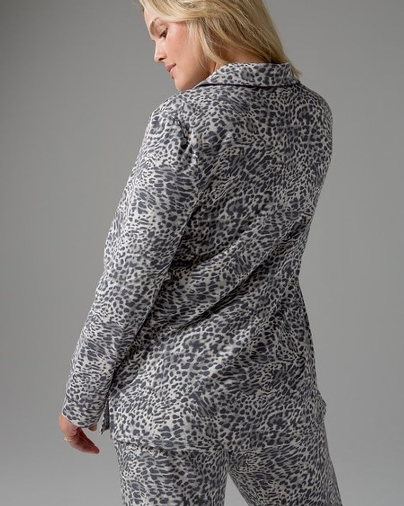 Soma Embraceable Long Sleeve Notch Collar Pajama Top, Gray