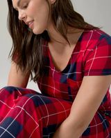 Soma Cool Nights Short Sleeve Long Nightgown, Plaid, Red & Blue, size XS, Christmas Pajamas by Soma, Gifts For Women