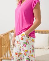 Soma Cool Nights Pajama Set, TROPICAL CITRUS IVORY, Size XS