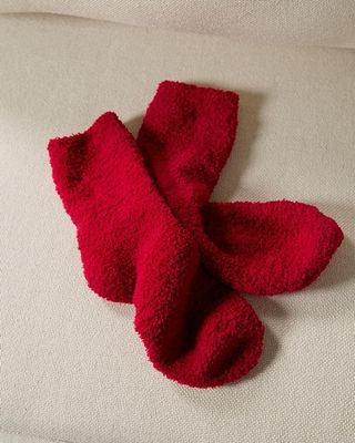Soma Fuzzy Socks, Red, size One Size