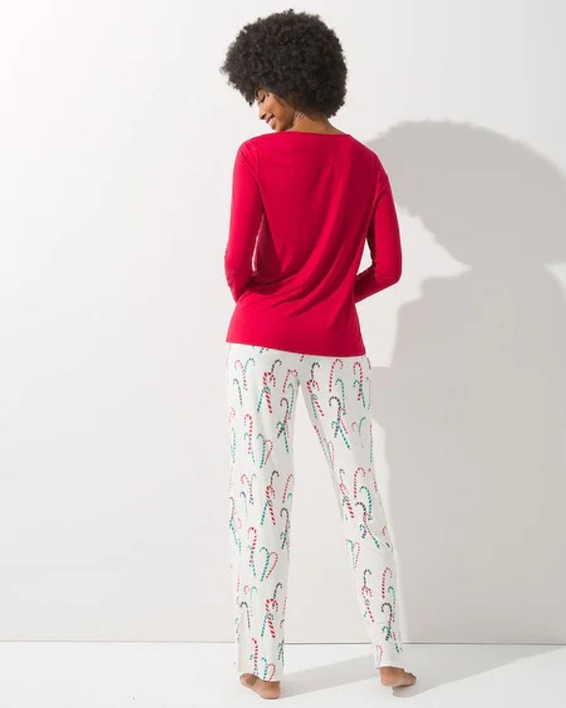 Soma Cool Nights Long Sleeve Pajama Set, Ivory, size by Soma