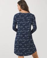 Soma Cool Nights Long Sleeve Nightgown, Holiday Print, Navy Blue, size S, Christmas Pajamas by Soma, Gifts For Women