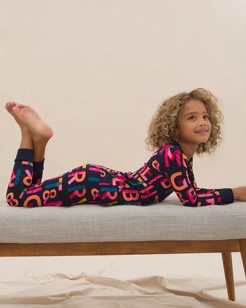 Soma Family Pajama Kids Set, Holiday Print, Navy & Pink, size 2T, Christmas Pajamas