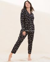 Soma Cool Nights Ankle Pajama Pants, Polka Dot, Black, size S, Christmas Pajamas by Soma, Gifts For Women