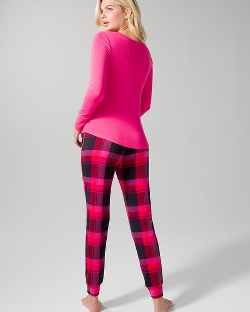 Soma Stretch Flannel Set, Plaid, Pink & Black, size XS, Christmas Pajamas by Soma, Gifts For Women