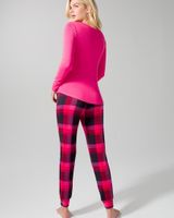 Soma Stretch Flannel Set, Plaid, Pink & Black, size M, Christmas Pajamas by Soma, Gifts For Women