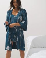 Soma Cool Nights Kimono Short Robe, STYLIZED FLORAL G EVENING, Size S/M