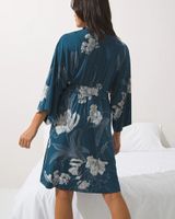 Soma Cool Nights Kimono Short Robe, STYLIZED FLORAL G EVENING, Size S/M