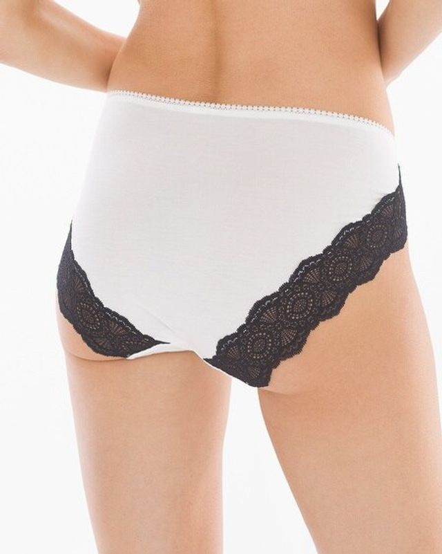 Soma Embraceable Signature Lace High-Leg Brief, Blurred Graphite/Ivory