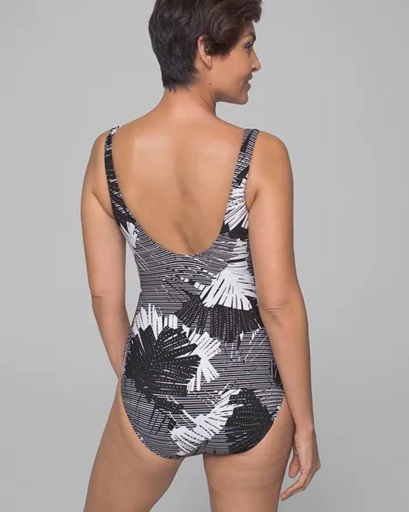 Miraclesuit Moonlight at the Oasis It's a Wrap One Piece Swimsuit, Black/White, Size 10, from Soma