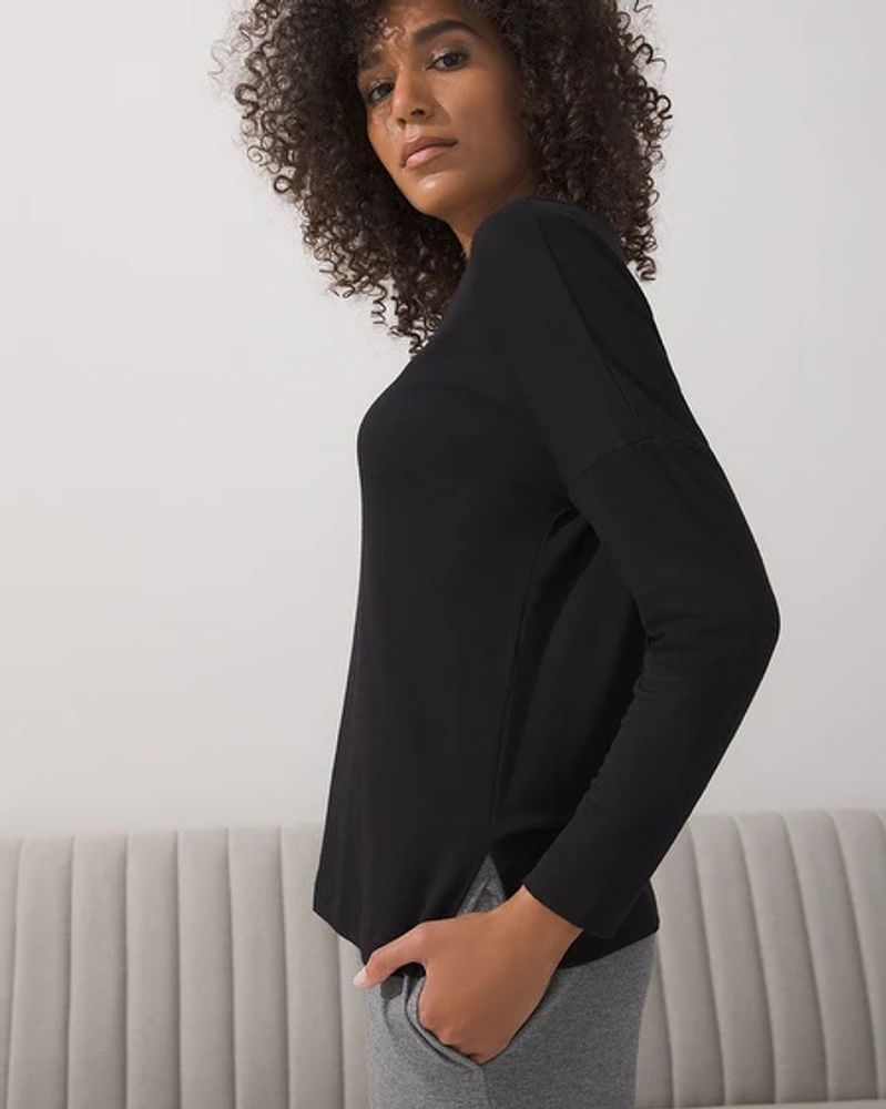 Soma SomaWKND™ Terry Long Sleeve Top, Heather Graphite