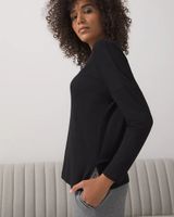 Soma SomaWKND™ Terry Long Sleeve Top, Heather Graphite, Size XS