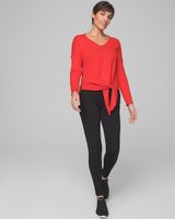 Soma Long Sleeve Tie Front Sweater, Red, size XL