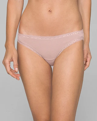 Cotton Bikini Panty with Lace Trim