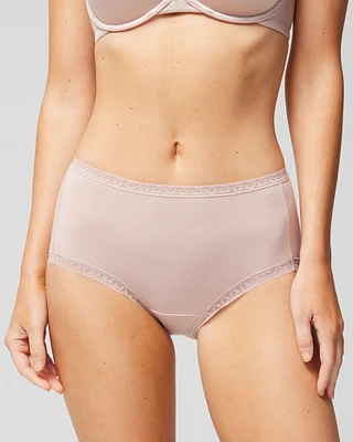 Cotton Brief Panty with Lace Trim