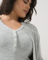 Soma Brushed Cozy Henley Pajama Top, Black And White Cross Dye