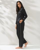 Soma Satin Long Sleeve Pajama Set, Black, Size XL