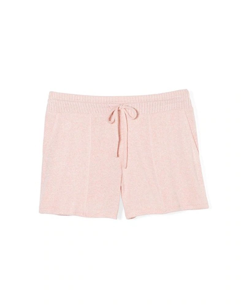 Soma Brushed Cozy Ribbed Waist Pajama Shorts, PEACH GLOW AND IVORY CD