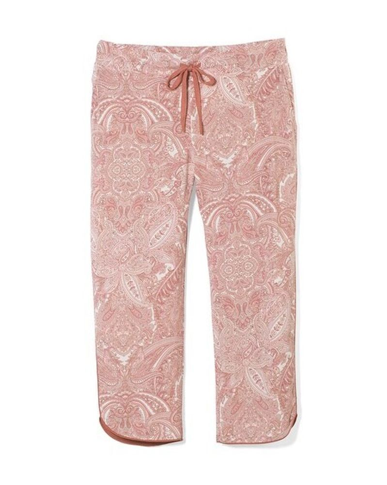 Soma Cool Nights Crop Pajama Pants, GLOBAL PAISLEY EGGNOG, Size XL