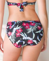 Tommy Bahama Midnight Orchid Shirred High-Waist Bikini Swim Bottom, Black, Size S, from Soma