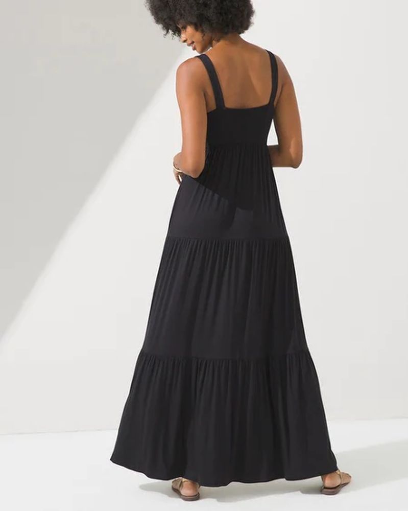 Soma Layered Trapeze Maxi Bra Dress, Black, Size L