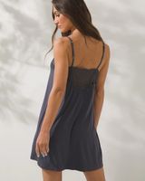 Soma Cool Nights Lace-Trim Chemise, Gray Ink