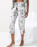 Soma Cool Nights Palazzo Crop Pajama Pants, GLOBAL TOILE IVORY, Size L