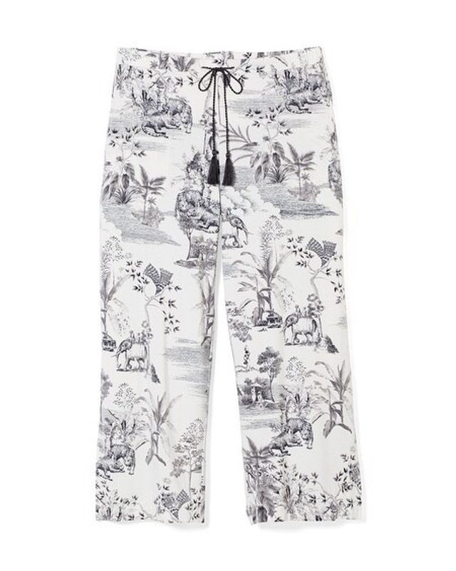 Soma Cool Nights Palazzo Crop Pajama Pants, GLOBAL TOILE IVORY, Size L