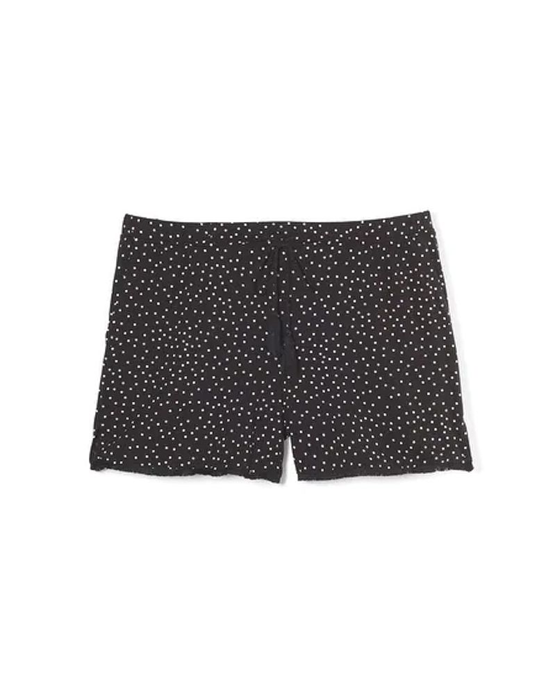 Soma Cool Nights Pajama Shorts with Fringe, CARAVAN DOT BLACK, Size XS