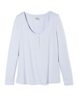 Soma Brushed Cozy Long Sleeve Henley Pajama Top, RIBBON STRIPE PWDR BLUE