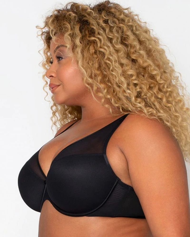 Curvy Couture Sheer Mesh Push Up Bra, BLACK HUE, Size 40C, from Soma