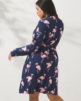 Soma Cool Nights Short Robe, FLAMINGOS NIGHTFALL NAVY, Size L