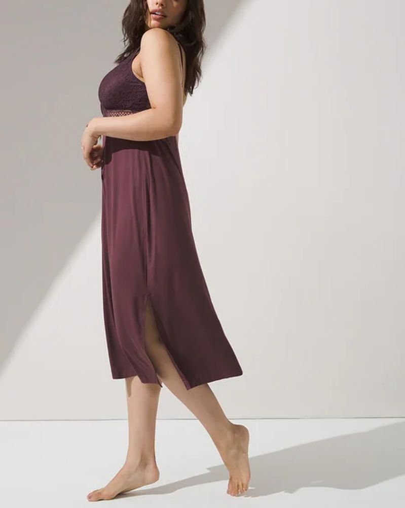 Soma Cool Nights Lace Midi Gown, PINOT NOIR, Size XS
