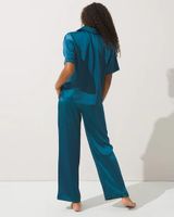 Soma Soma Sensual Satin Notch Collar Pajama Set, EVENING SKY, Size XXL