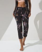 Soma Cool Nights Crop Pajama Pants, VEILED FLORAL GRAND BLACK, Size XS