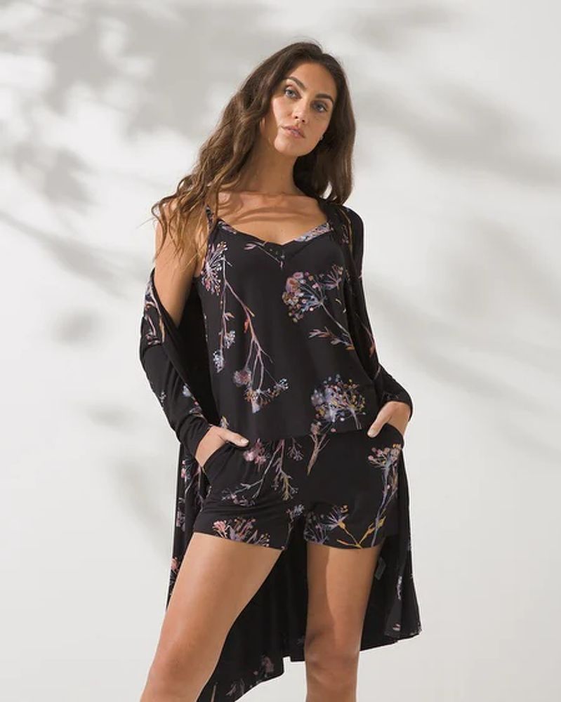 Soma Cool Nights Pajama Shorts, VEILED FLORAL GRAND BLACK