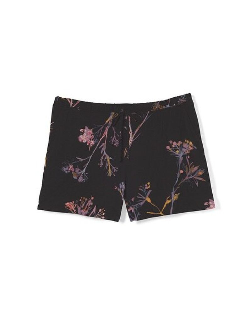 Soma Cool Nights Pajama Shorts, VEILED FLORAL GRAND BLACK