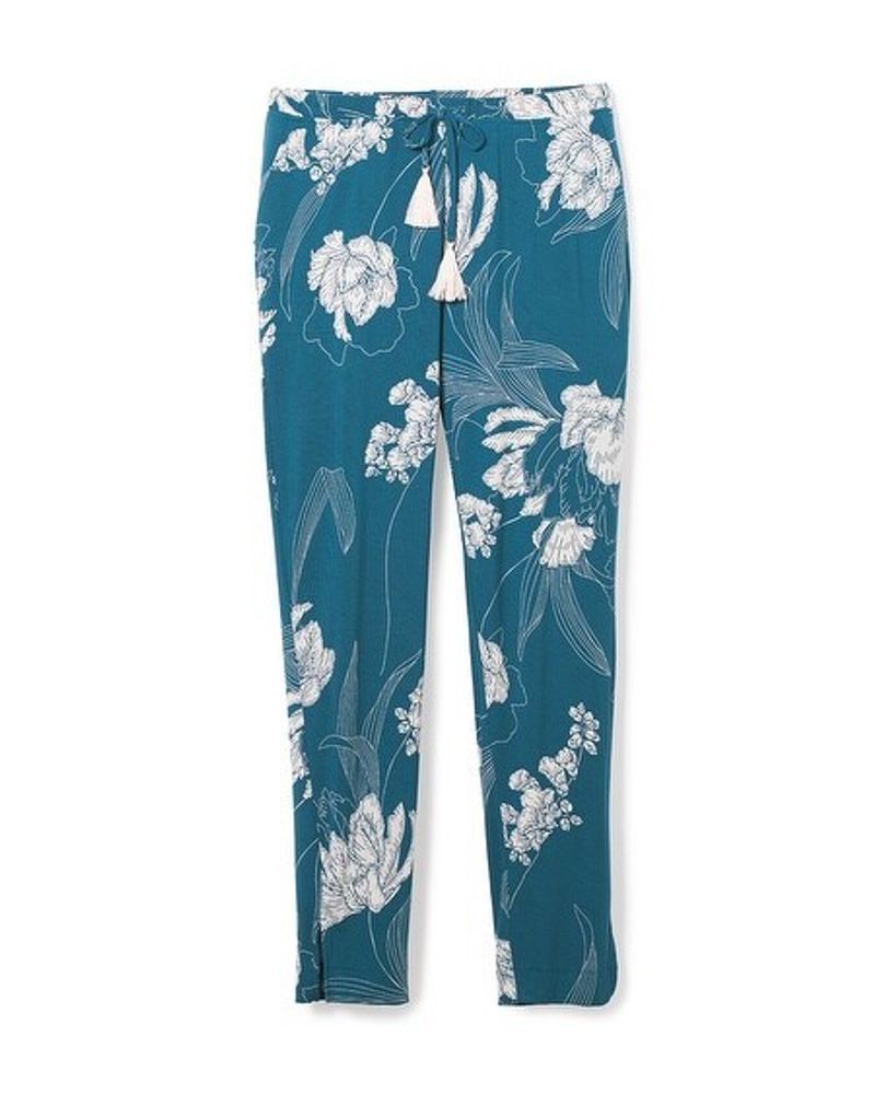 Soma Cool Nights Tassel-Tie Ankle Pajama Pants, STYLIZED FLORAL G EVENING