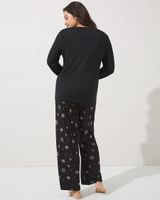 Soma Cool Nights Long Sleeve Pajama Set, Snowflakes, Black, size XS, Christmas Pajamas by Soma, Gifts For Women