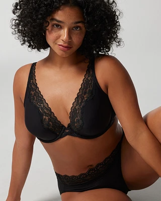 Soma Essentials Plunge Unlined Bra with Lace Trim