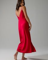 Soma Satin & Lace Long Gown, Red, size XL