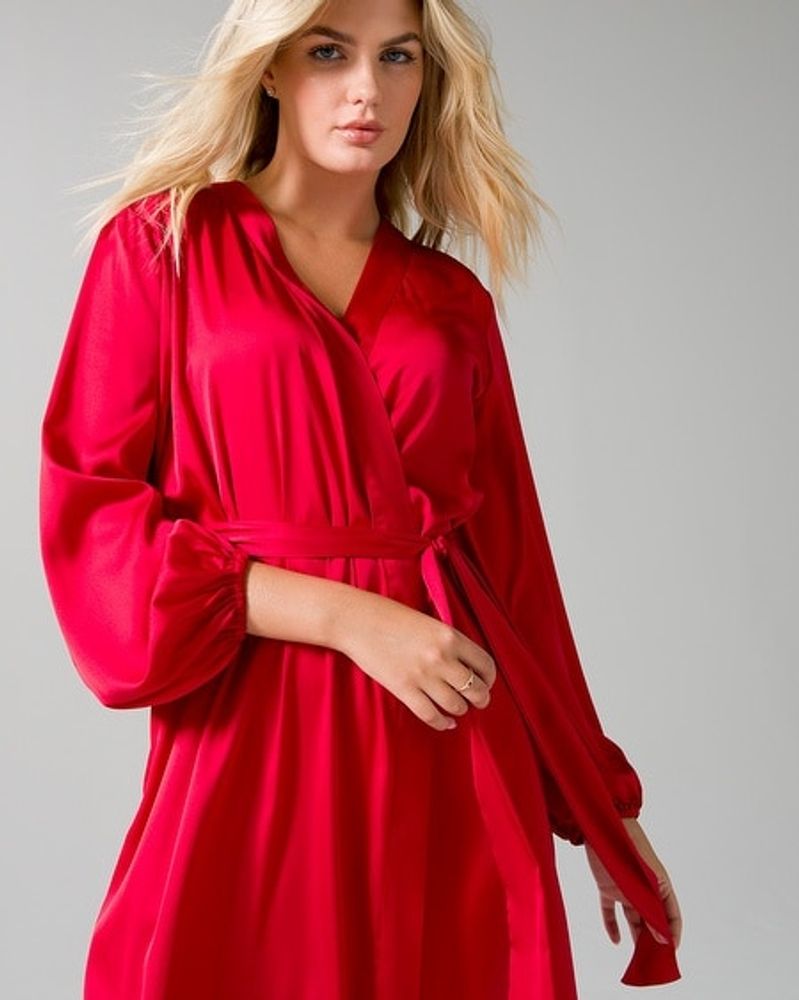 Soma Satin Long Sleeve Robe, 0, Red, size L, Christmas Pajamas by Soma, Gifts For Women