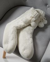 Soma Chunky Woven Cabin Socks, White/Ivory, size S/M