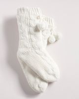 Soma Chunky Woven Cabin Socks, White/Ivory