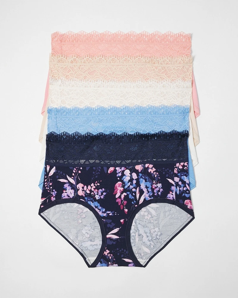 Embraceable Brief Panty with Super Soft Enchanting Lace 5 Pack