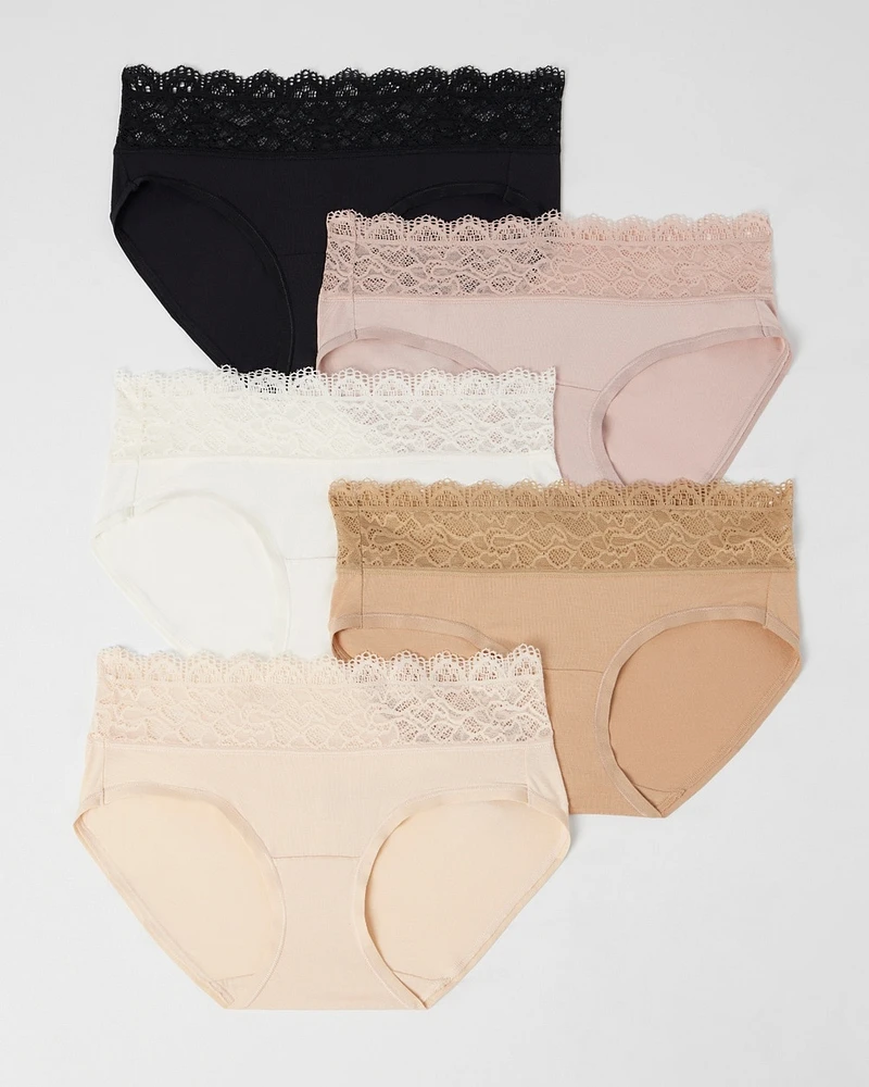 Embraceable Hipster Panty with Super Soft Enchanting Lace 5 pack